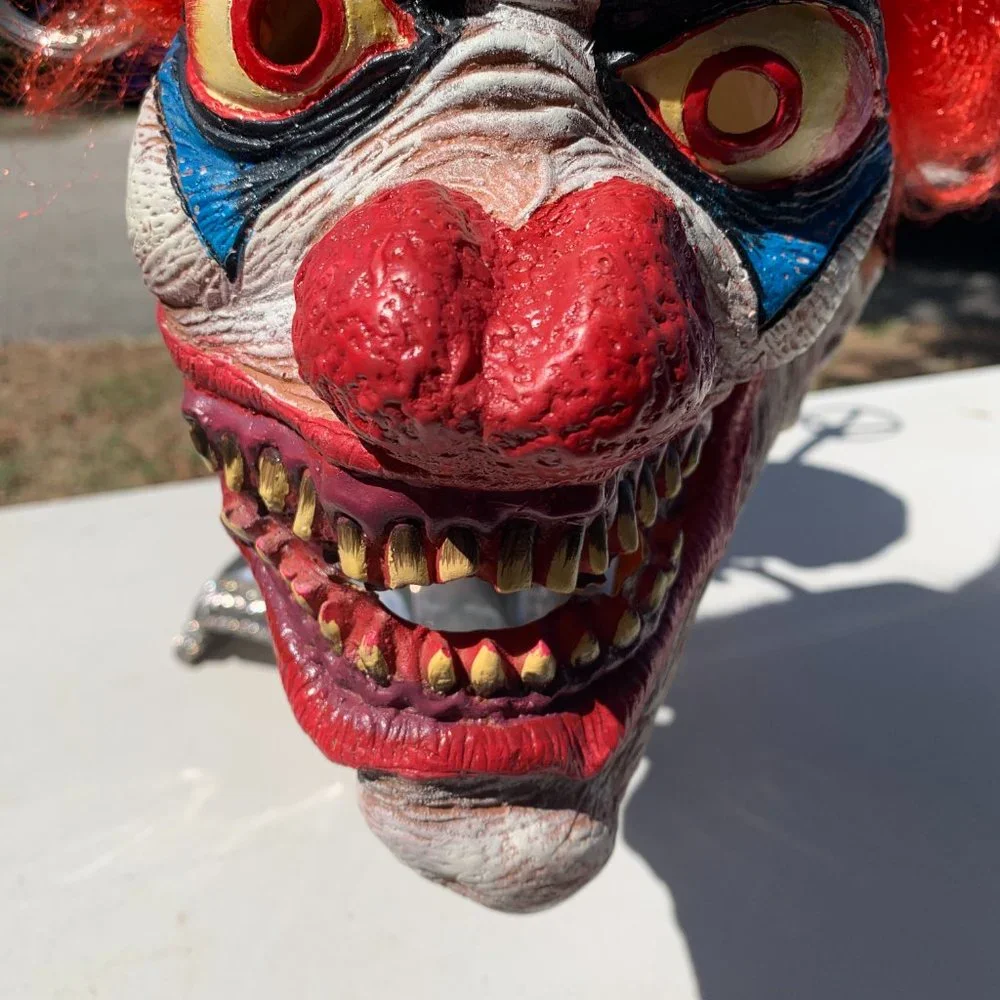 MASK -Vintage Halloween Horror Clown Scary Big Eyes W/ Red Hair Cosplay Costume